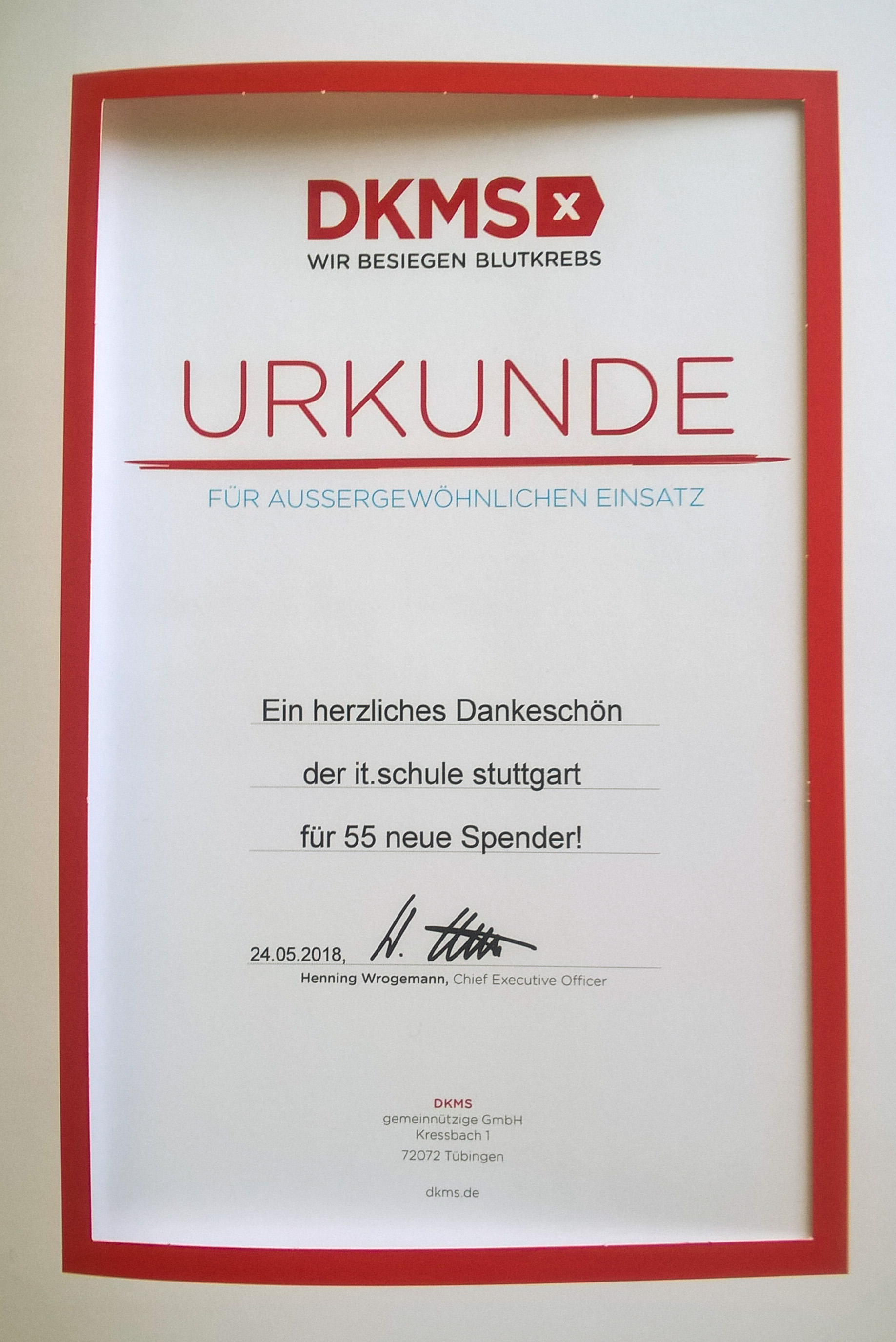 Urkunde der DKMS