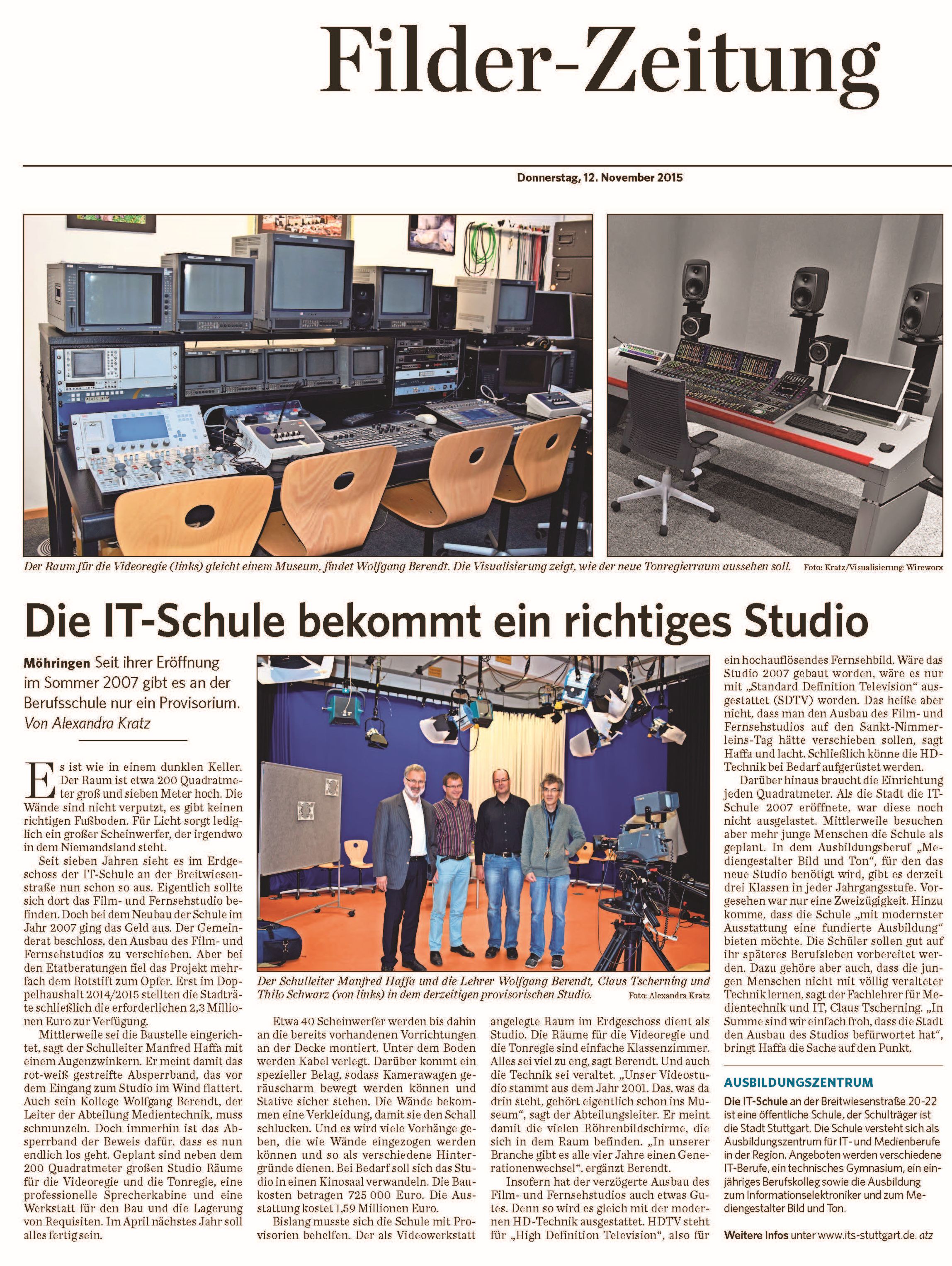 Artikel Filderzeitung Studioneubau